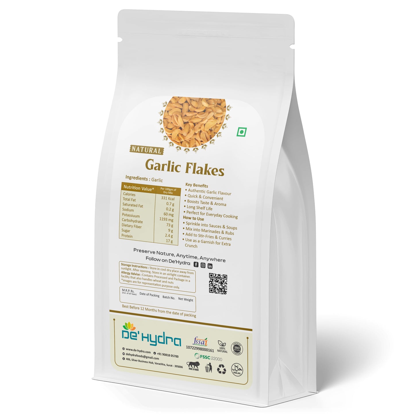 De'hydra Flakes Dehydrated Garlic Flakes