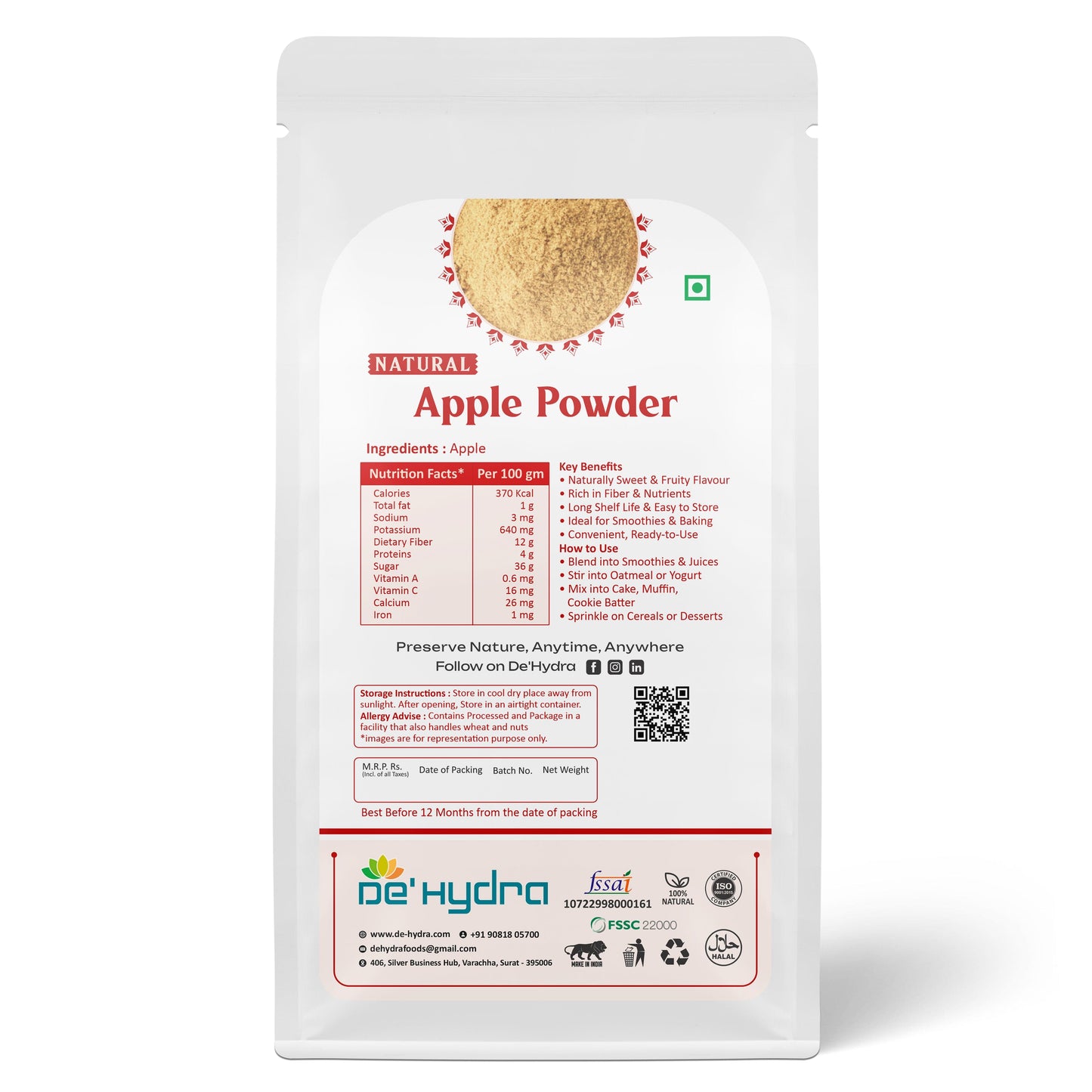 De'hydra powder Dehydrated Apple Powder