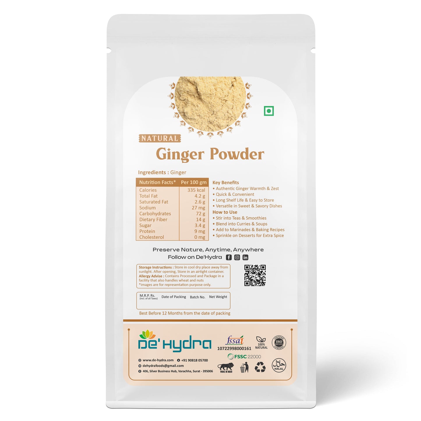 De'hydra powder Dehydrated Ginger Powder