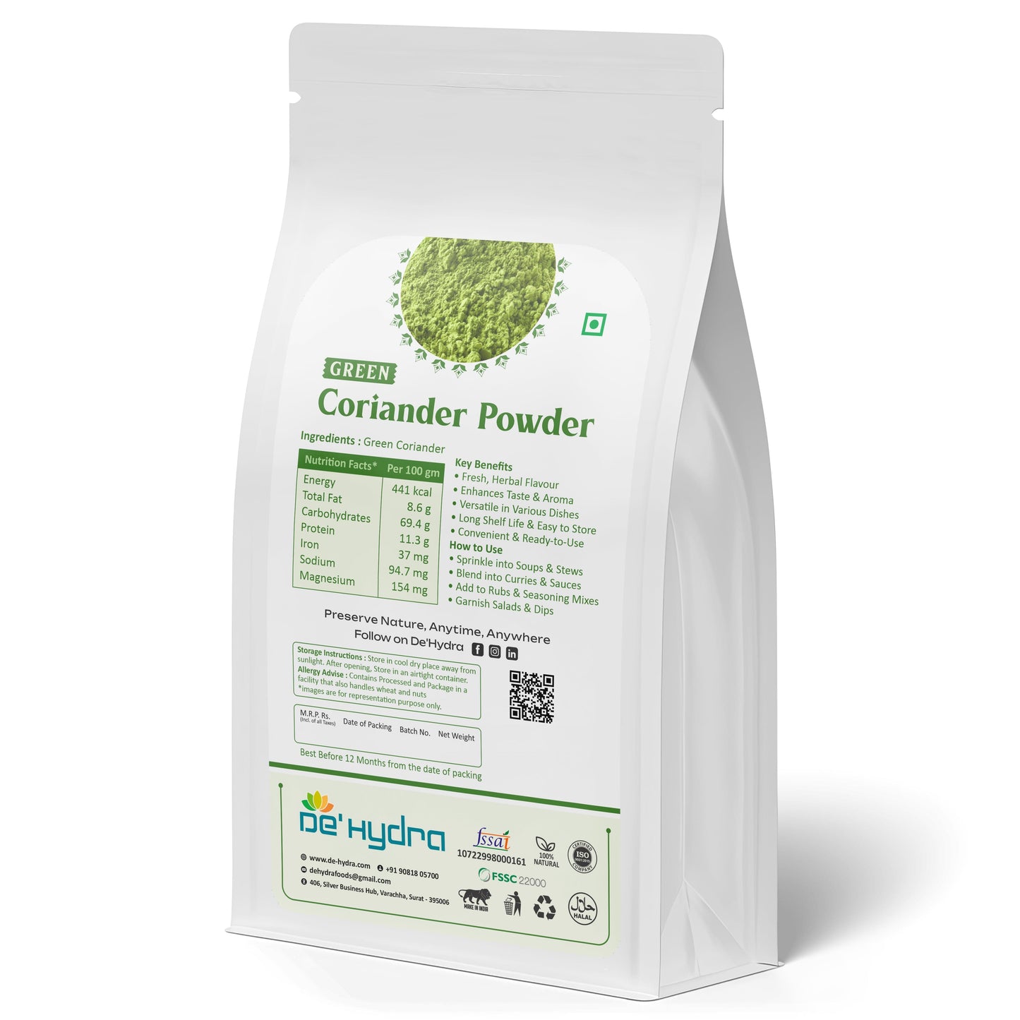 De'hydra powder Dehydrated Green Coriander Powder