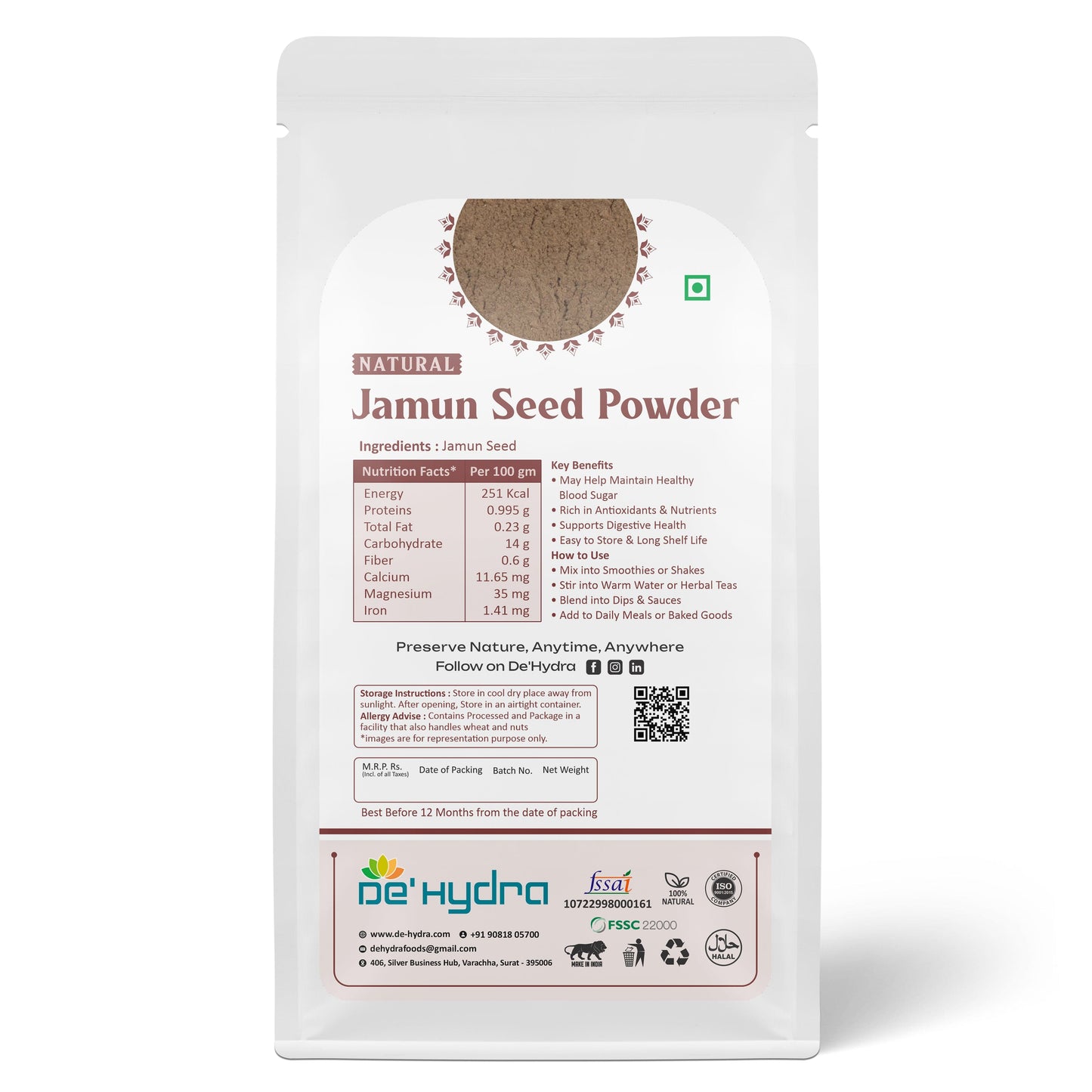 De'hydra powder Dehydrated Jamun Seed Powder