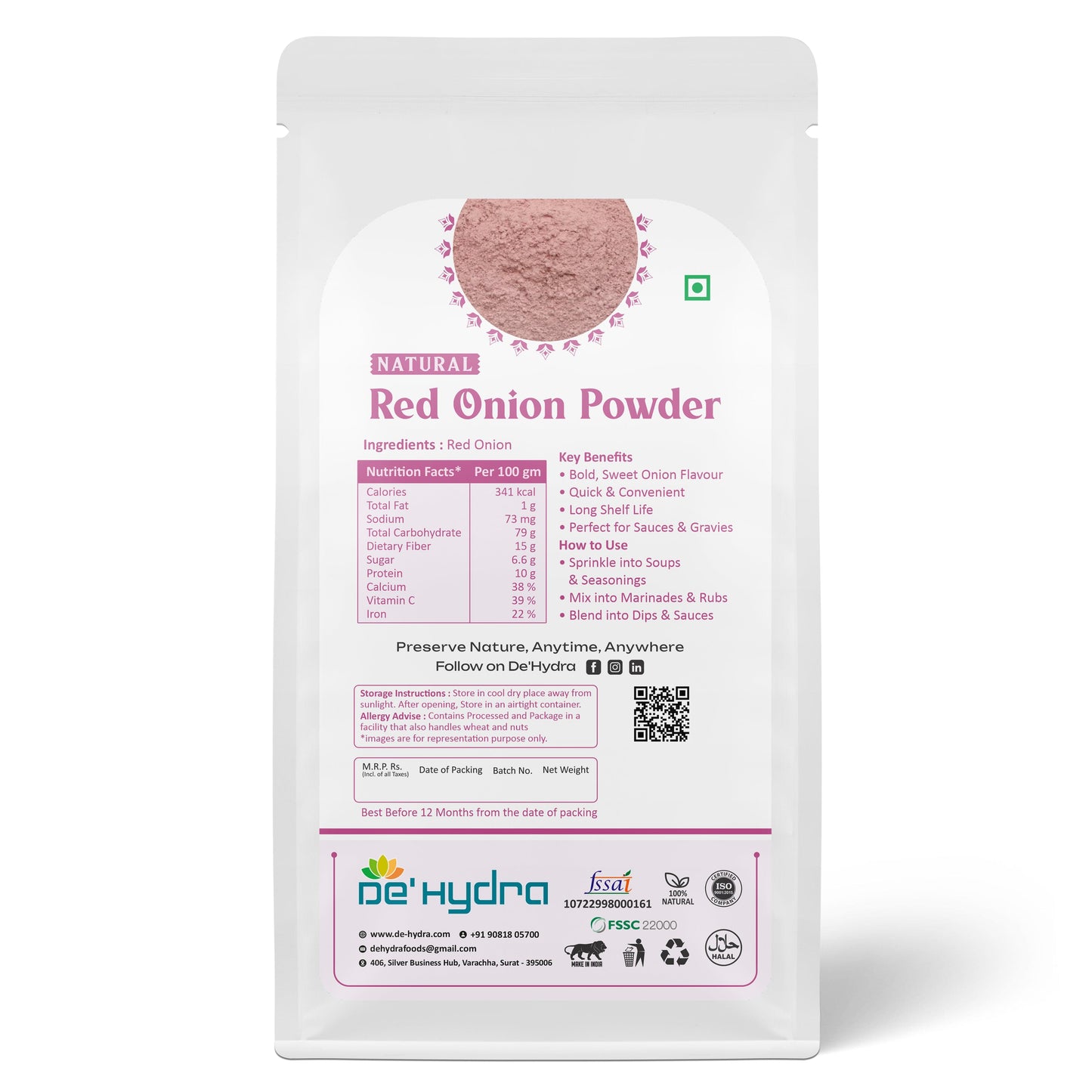 De'hydra powder Dehydrated Red Onion Powder