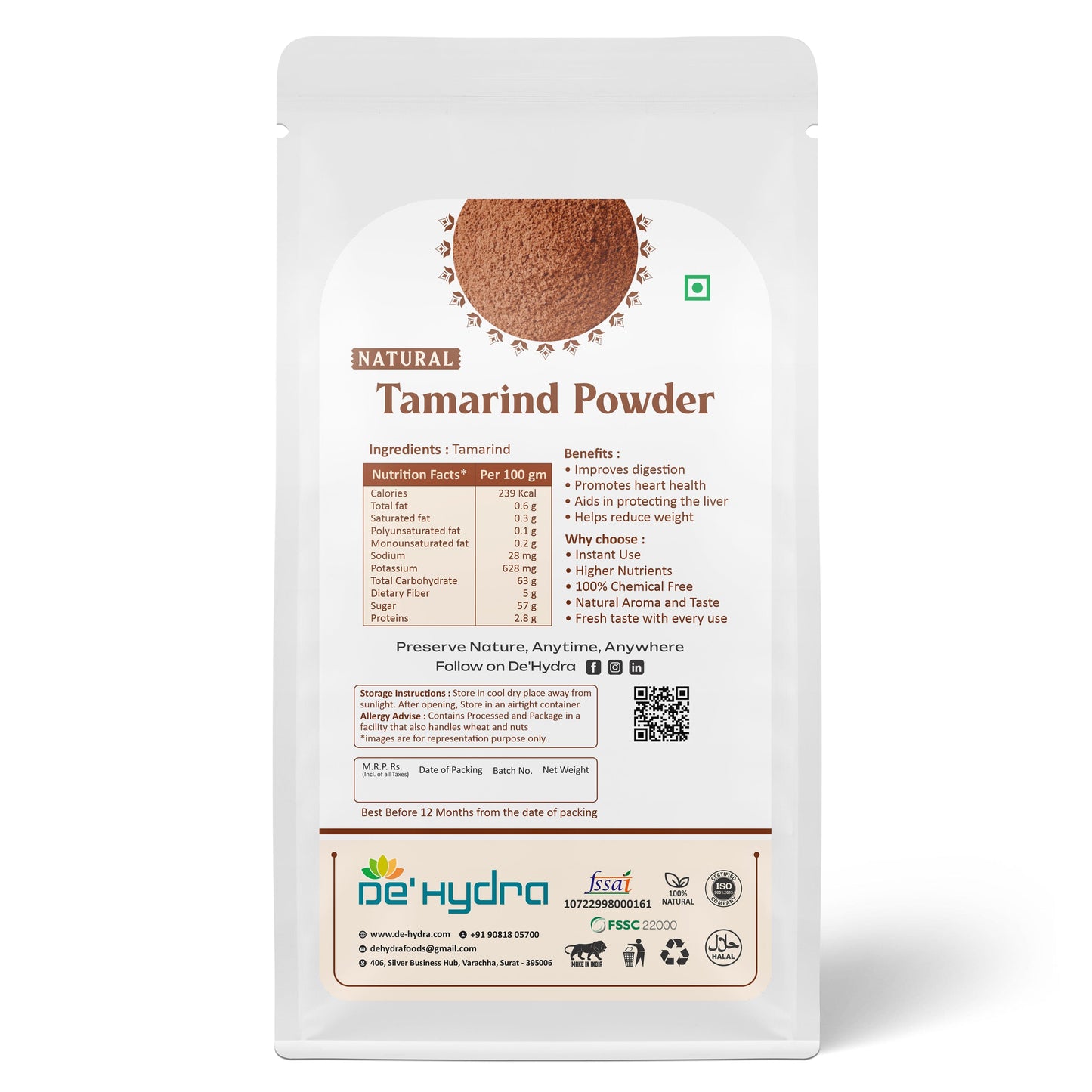 De'hydra Powder (Use to baby food, add as flavouring) Dehydrated Tamarind Powder