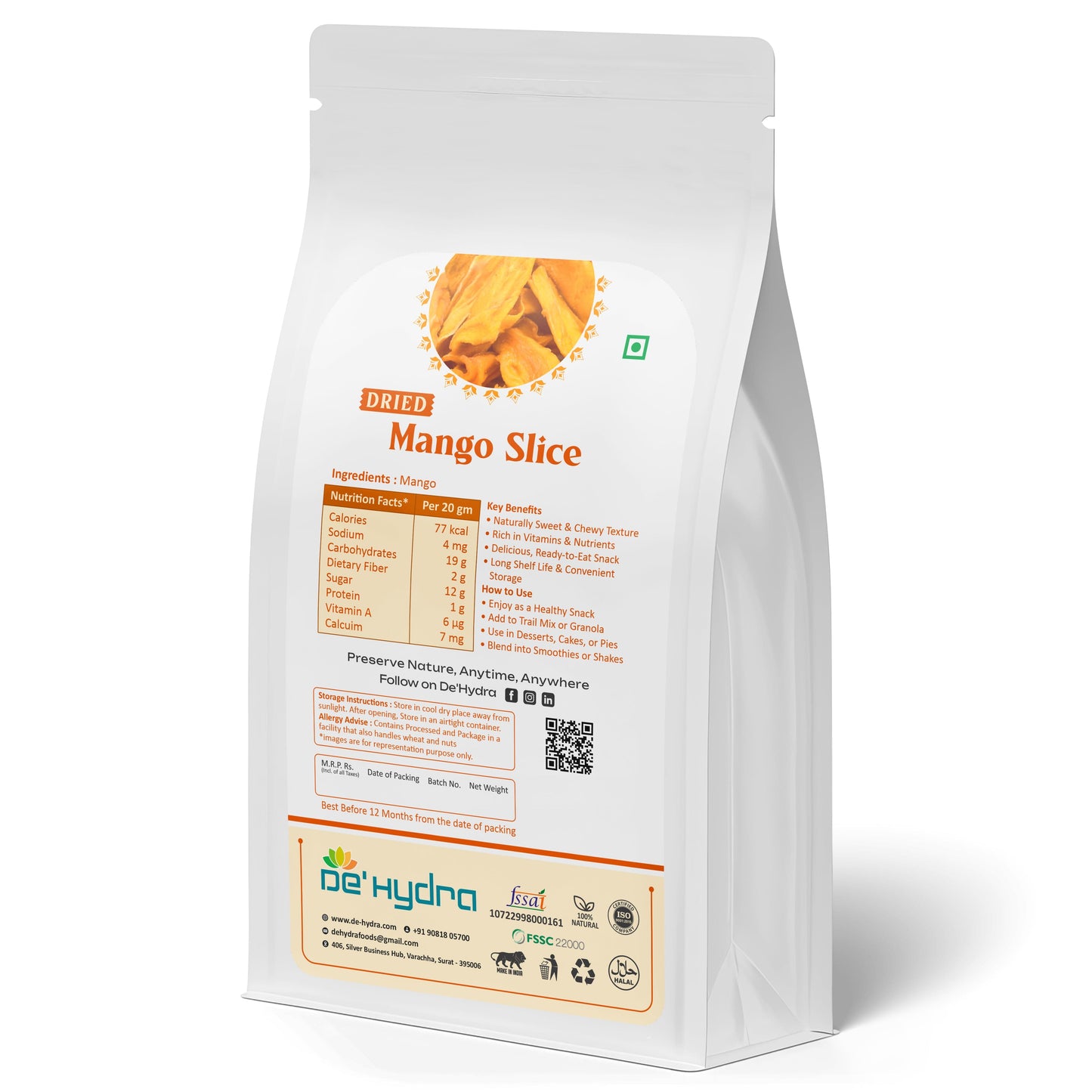 De'hydra Slices direct eat Dehydrated Mango Slices