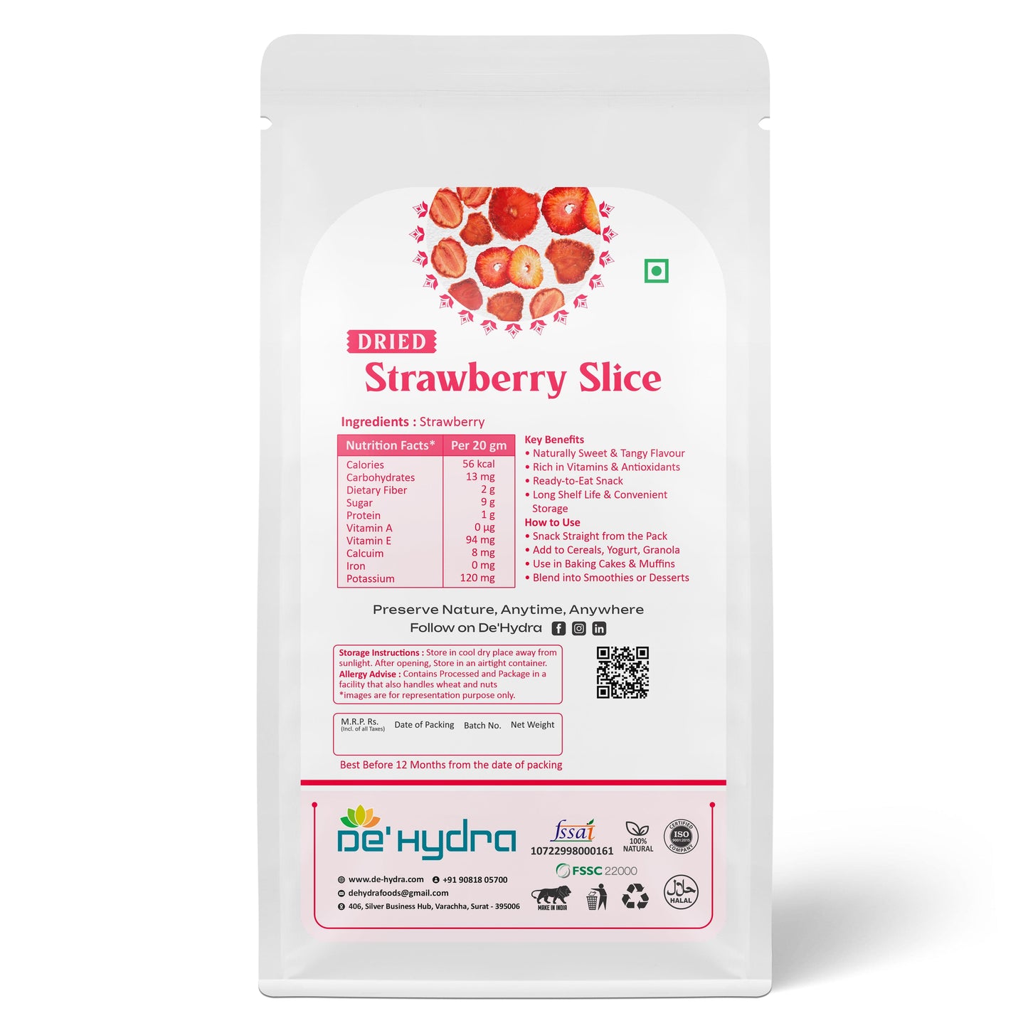 De'hydra Slices direct eat Dehydrated Strawberry Slices