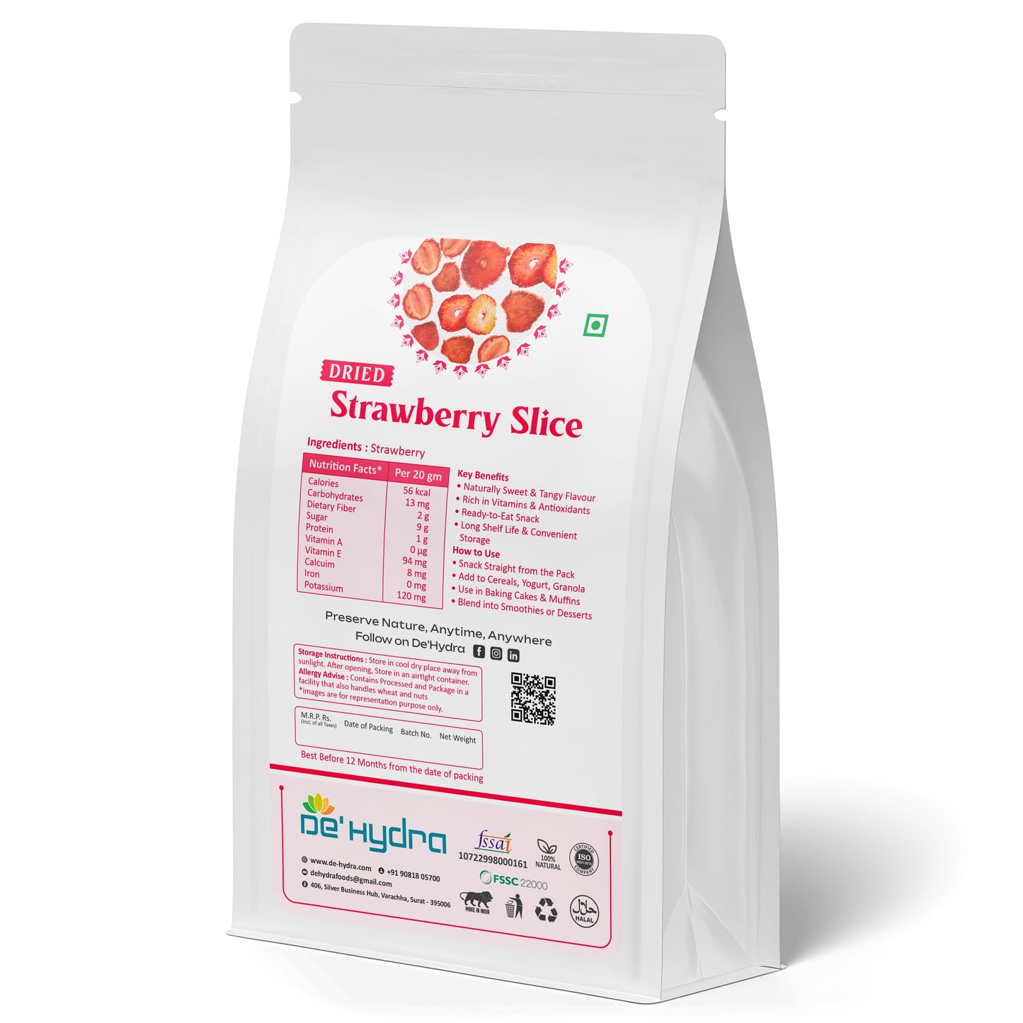 De'hydra Slices direct eat Dehydrated Strawberry Slices