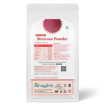 De'hydra De'Hydra specializes in Dehydrated Beetroot Powder, featuring: • Fine Beetroot Powder: Lightweight and smooth, perfect for culinary, health, and beauty applications. Dehydrated Beetroot Powder