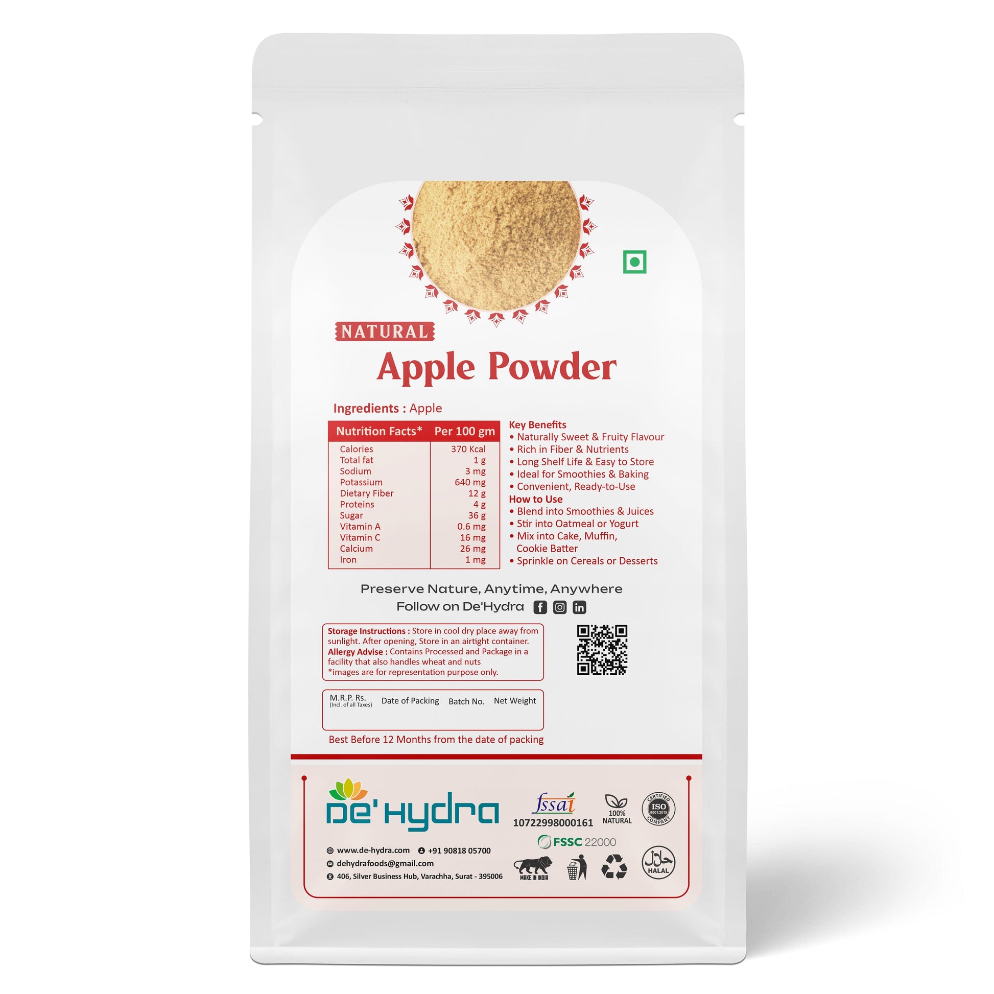 De'hydra powder Dehydrated Apple Powder