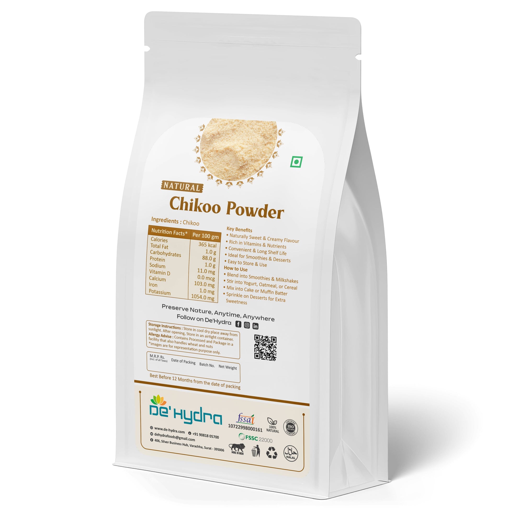 De'hydra powder Dehydrated Chikoo Powder