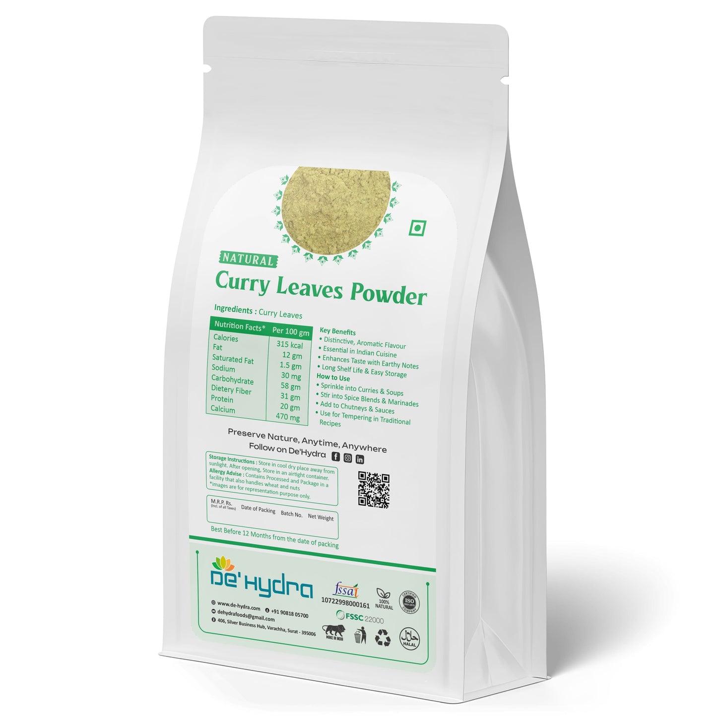 De'hydra powder Dehydrated Curry Leaves Powder