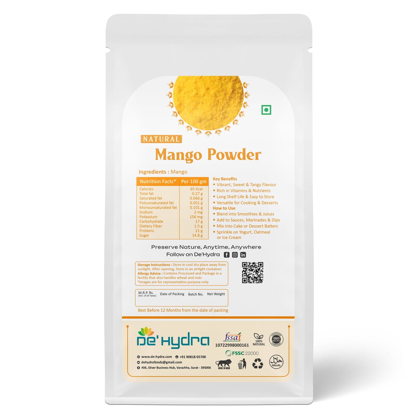 De'hydra powder Dehydrated Mango Powder