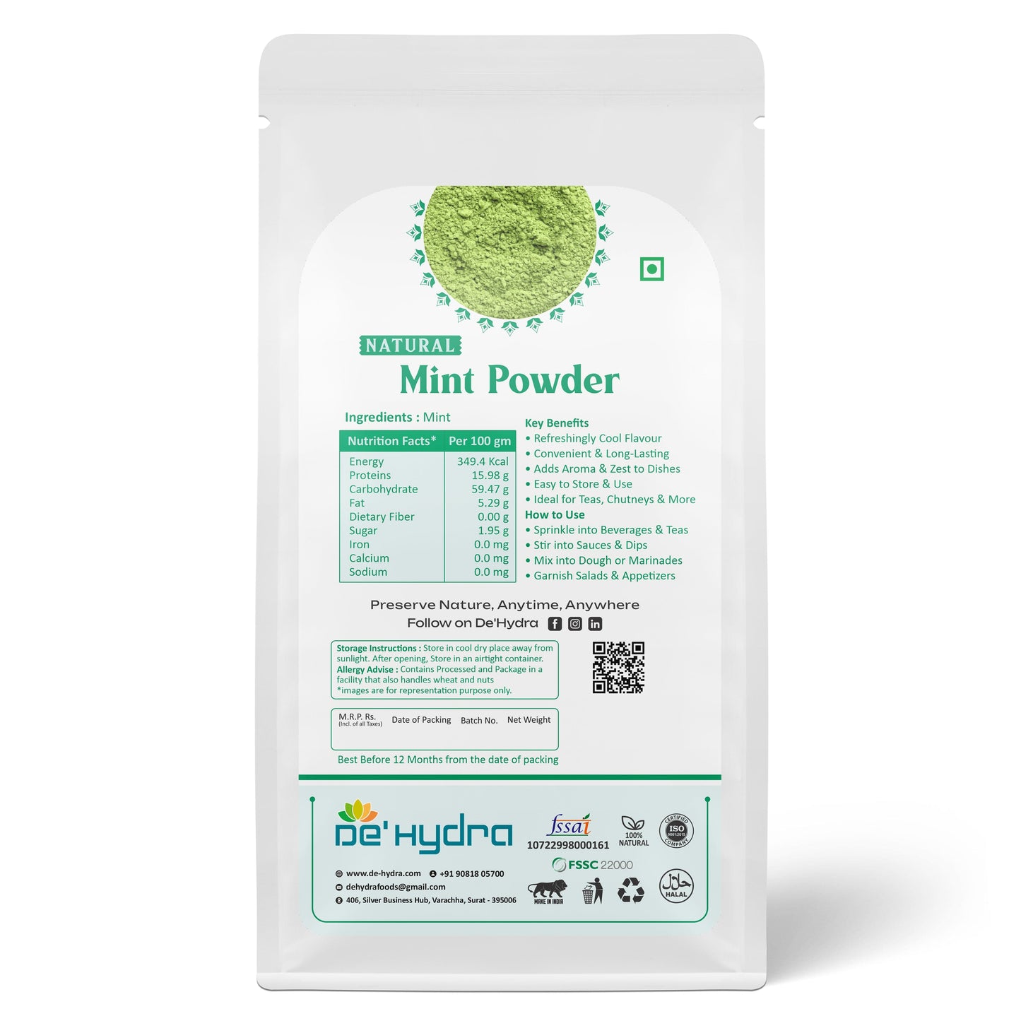 De'hydra powder Dehydrated Mint Powder