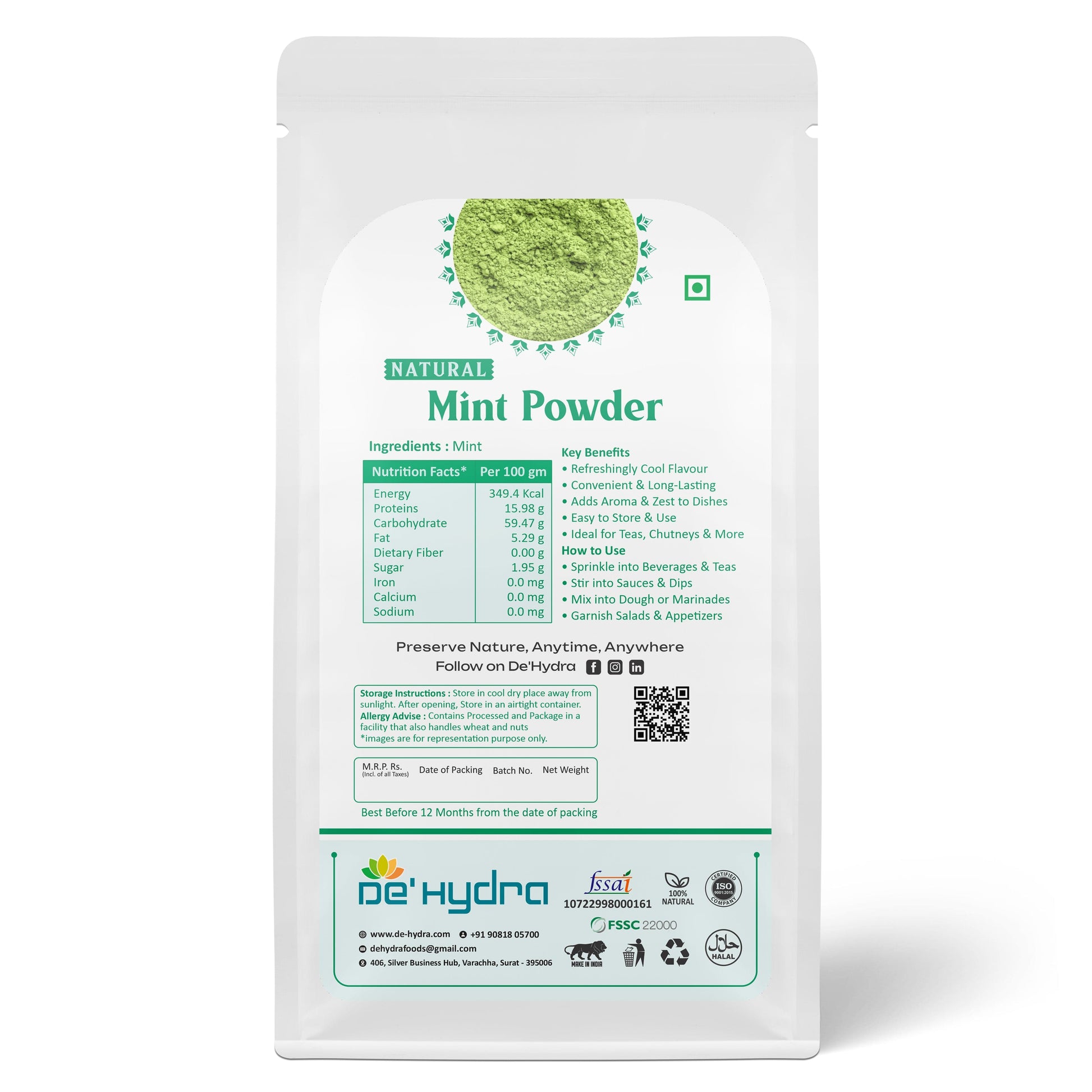 De'hydra powder Dehydrated Mint Powder