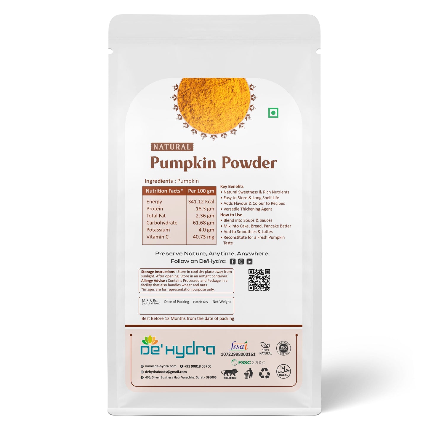De'hydra powder Dehydrated Pumpkin Powder