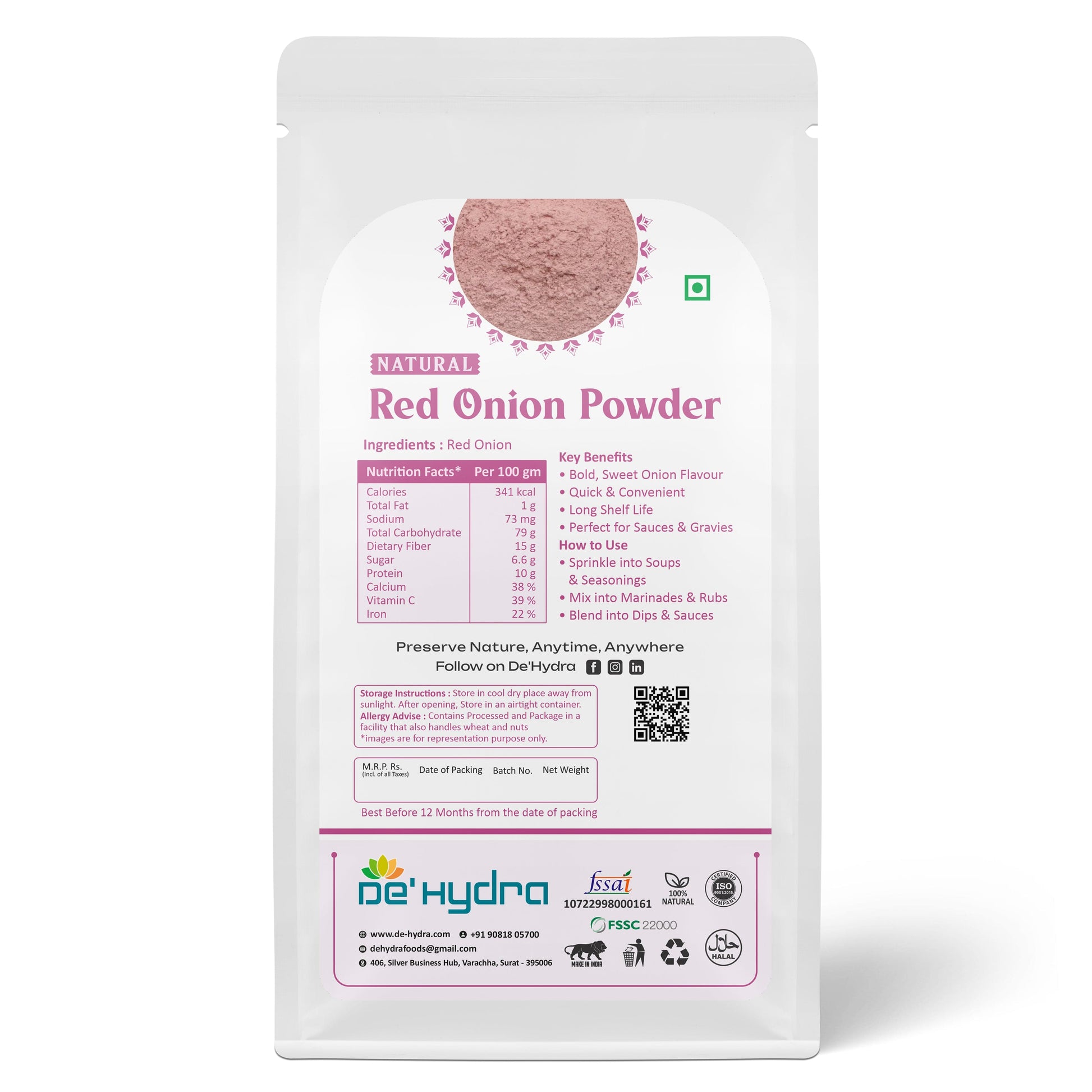 De'hydra powder Dehydrated Red Onion Powder