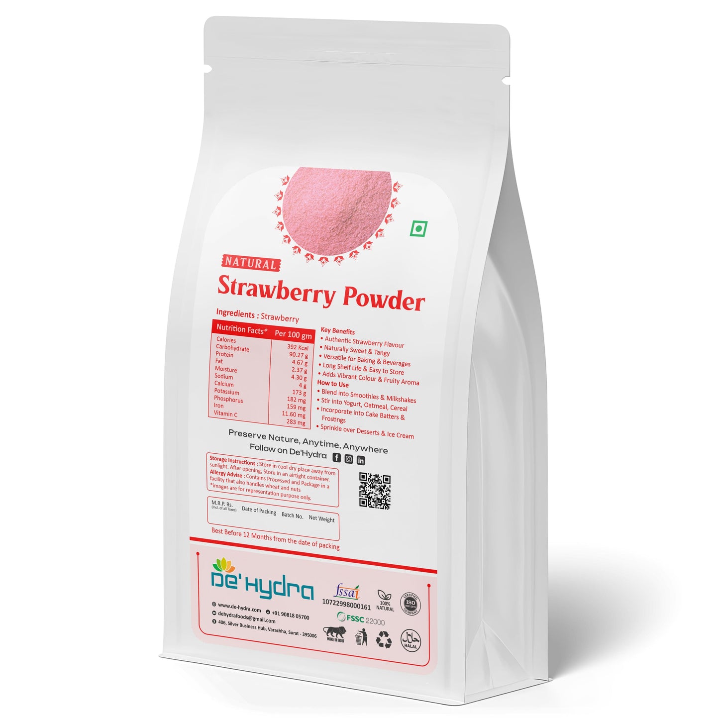 De'hydra powder Dehydrated Strawberry Powder
