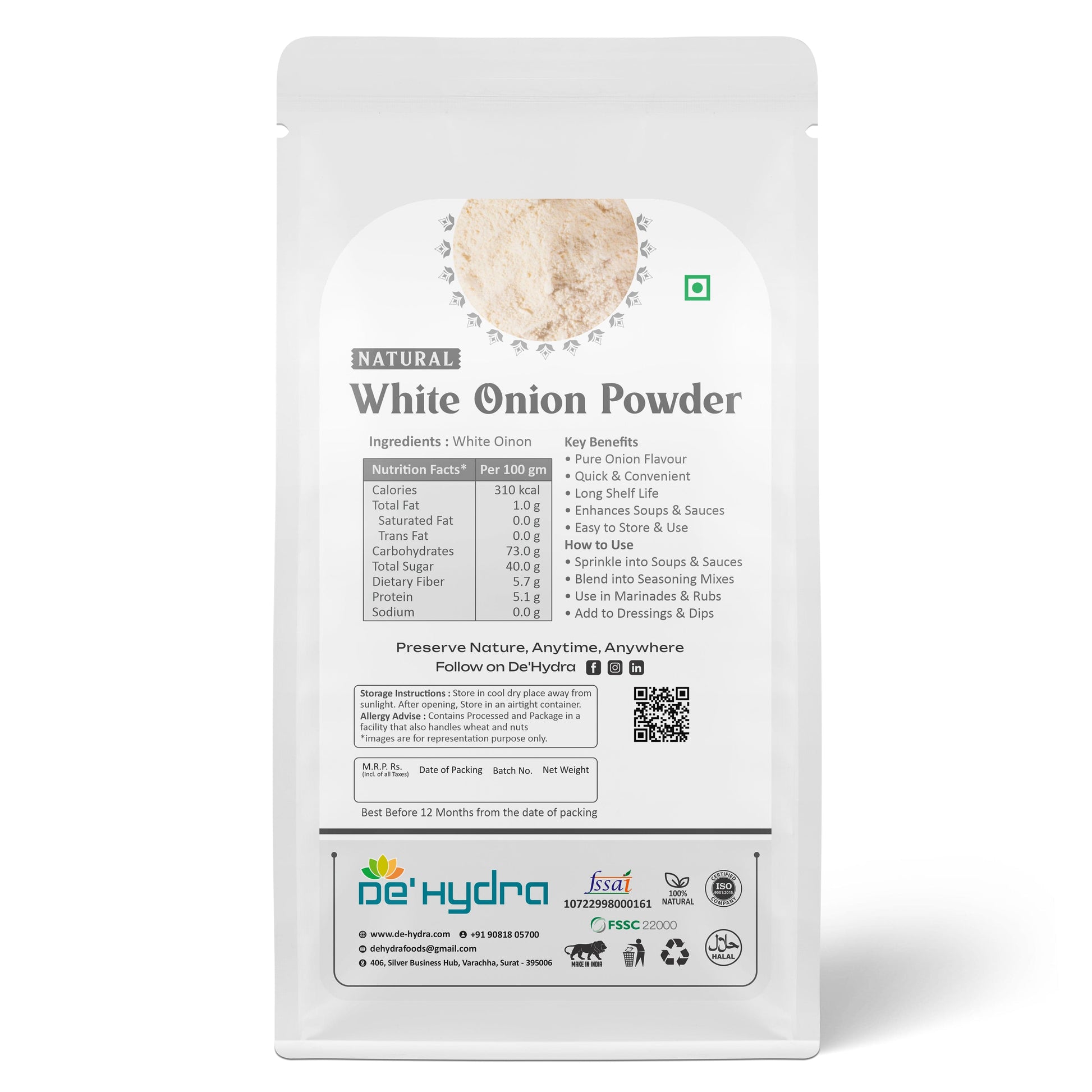 De'hydra powder Dehydrated White Onion Powder