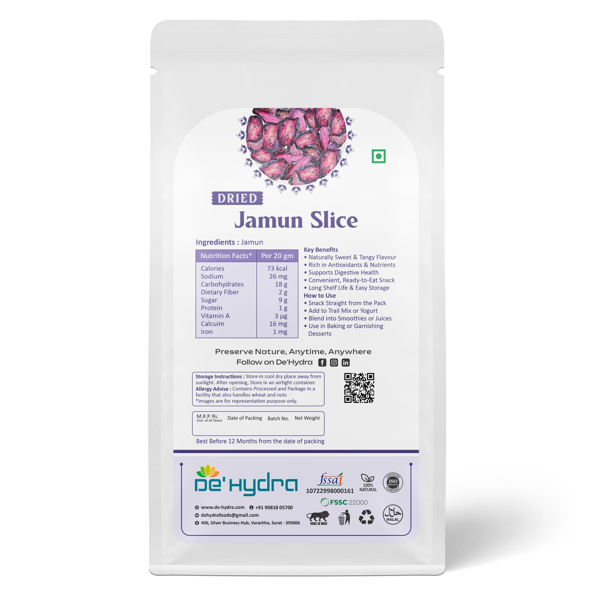 De'hydra Slices direct eat Dehydrated Jamun Slices