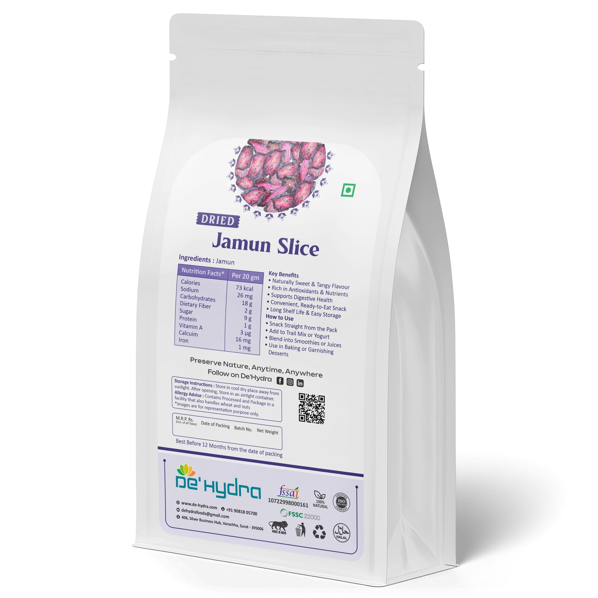De'hydra Slices direct eat Dehydrated Jamun Slices