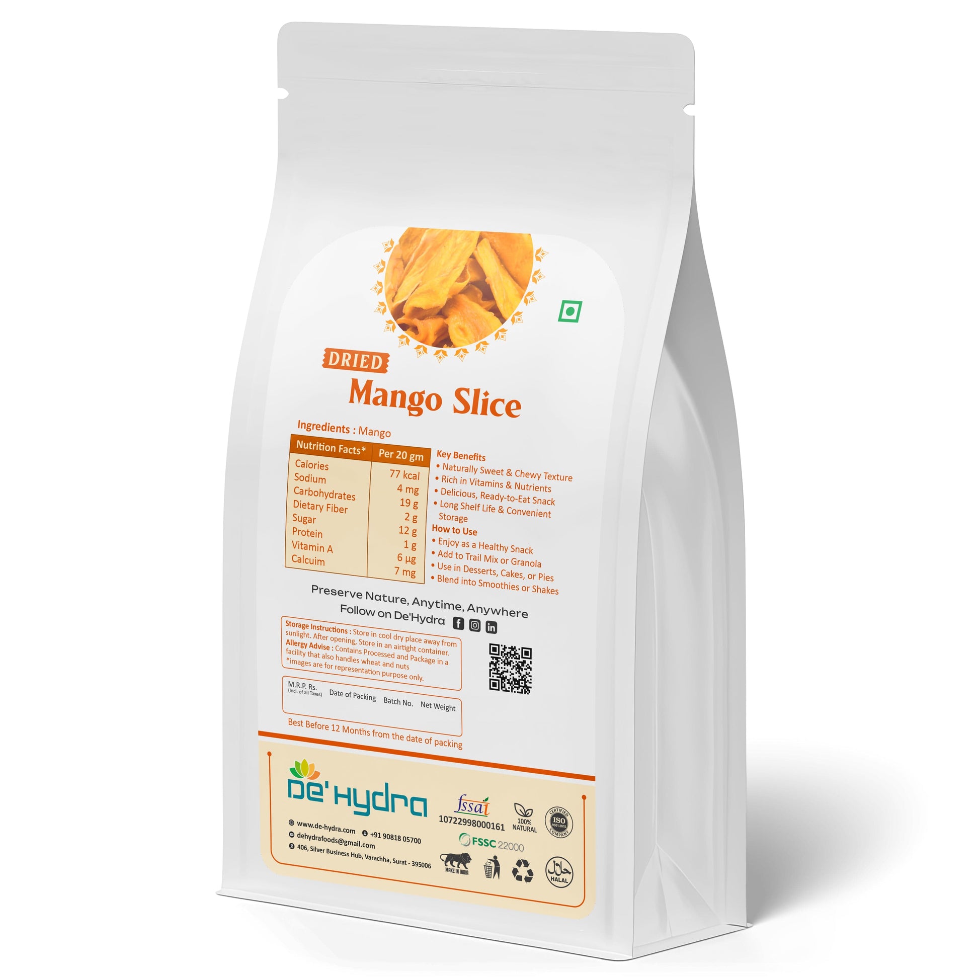 De'hydra Slices direct eat Dehydrated Mango Slices