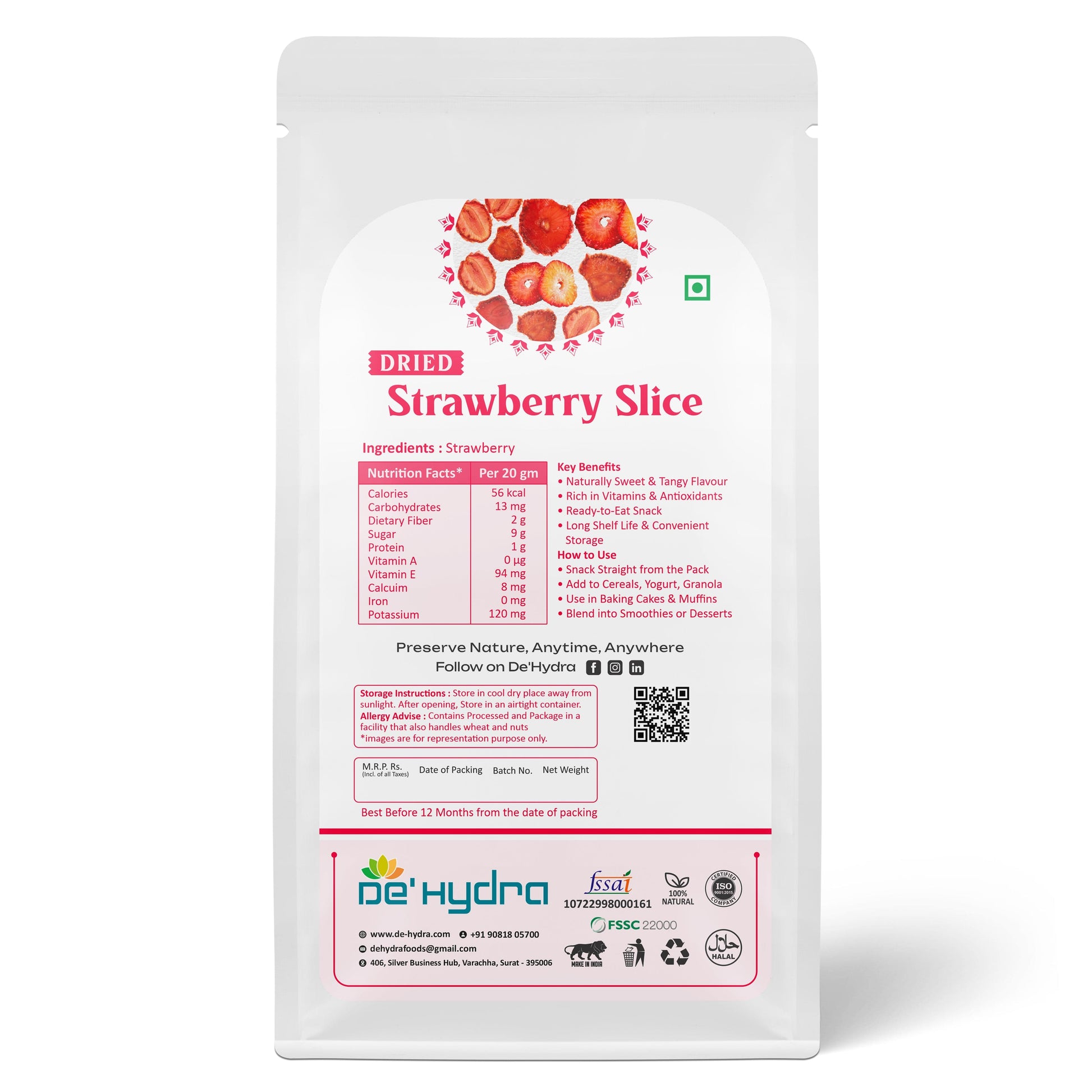 De'hydra Slices direct eat Dehydrated Strawberry Slices