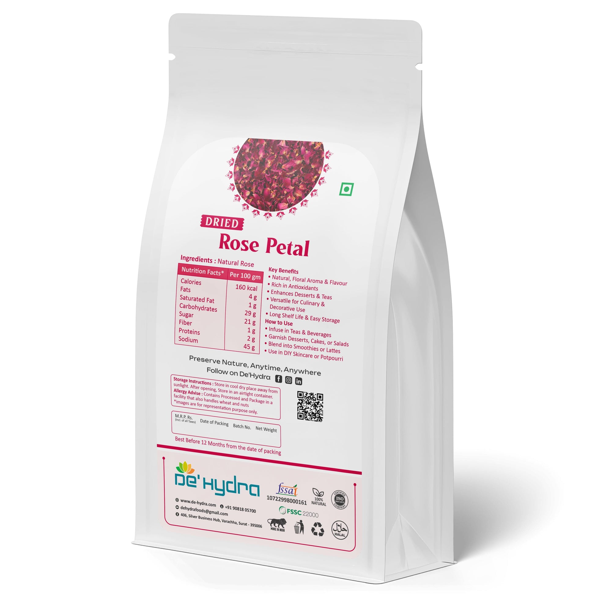De'hydra Slices direct eat Dried Rose Petals